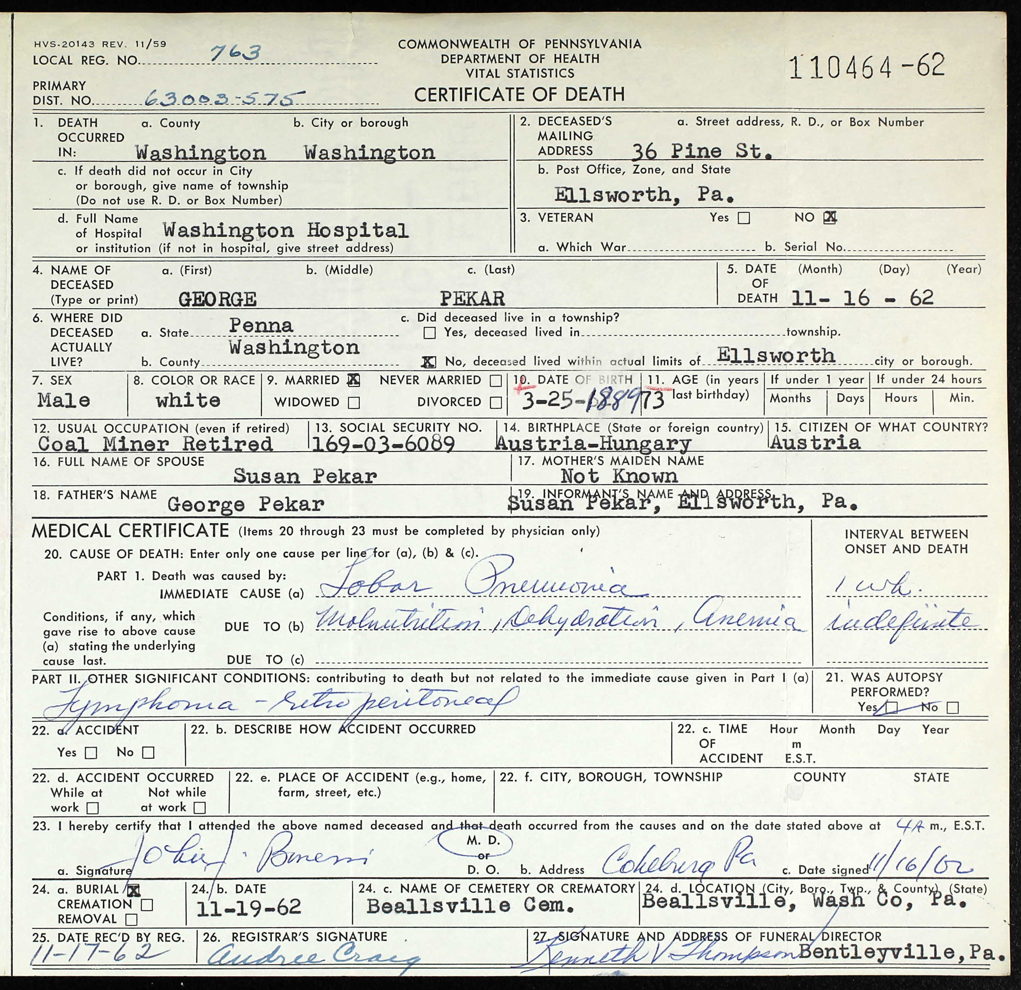 death certificate
